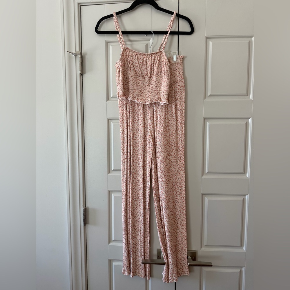 Hippie Rose Pink Floral Wide-Leg Jumpsuit